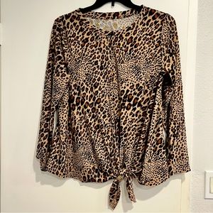 Maternity Animal Print Tie in Front Top